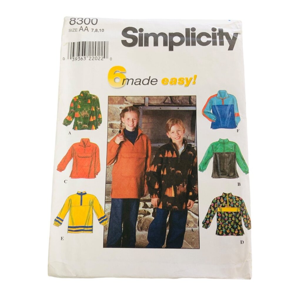 Vintage Simplicity Sewing Pattern 8300 Girls & Boys Top Size 7-10